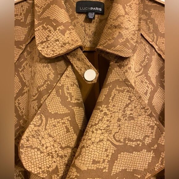 Women's Lucy Paris Chloe Snake Coat Belted Trench Size Medium EUC - Picture 5 of 10